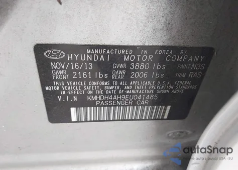 2014 Hyundai Elantra Sport z USA, uszkodzony, nr VIN KMHDH4AH9EU041485